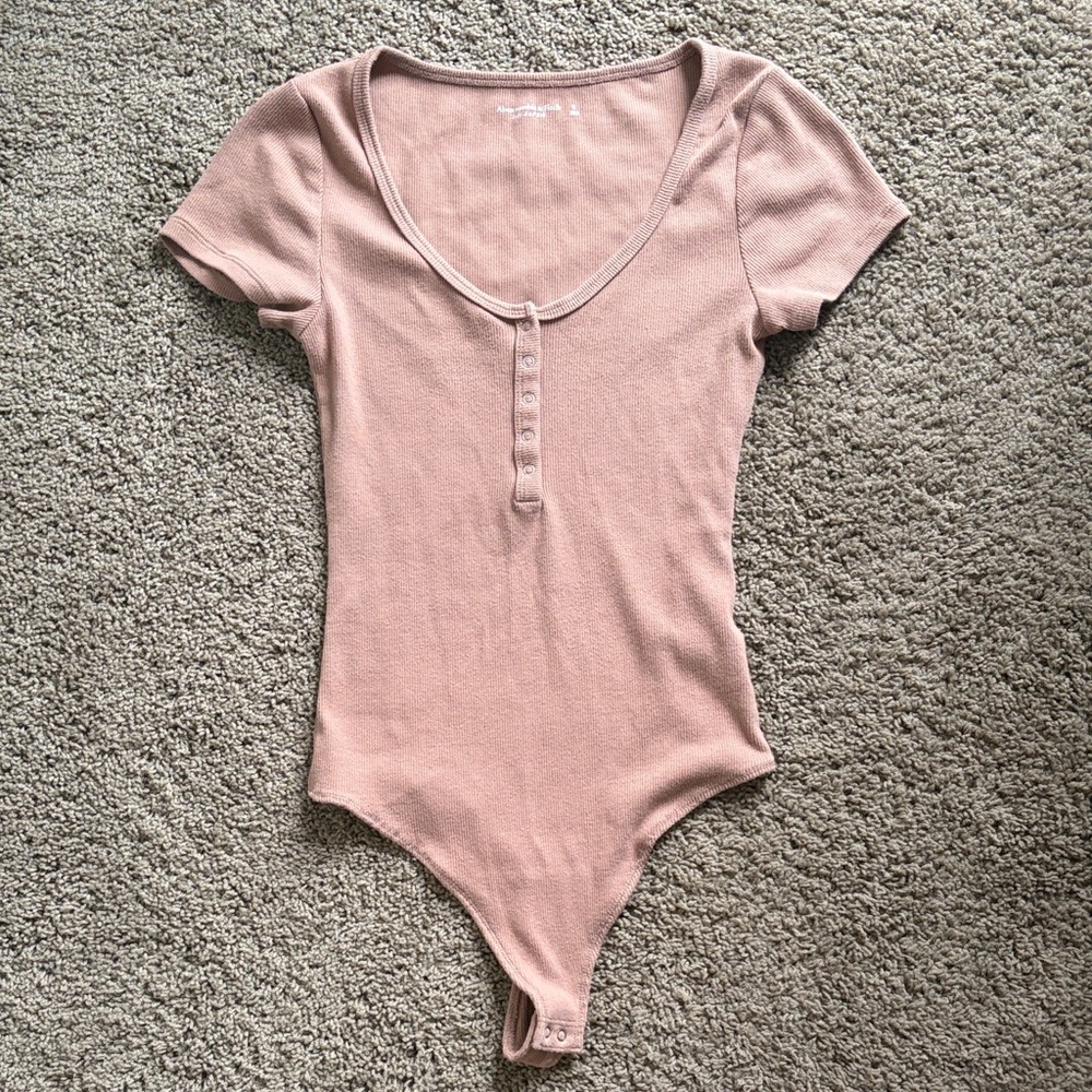 Ribbed Scoop Neck Bodysuit - Dusty Pink